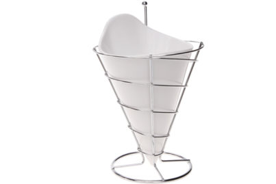 Frietzak Porselein met Houder &nbsp;<br />&Oslash; 12 x 23 cm